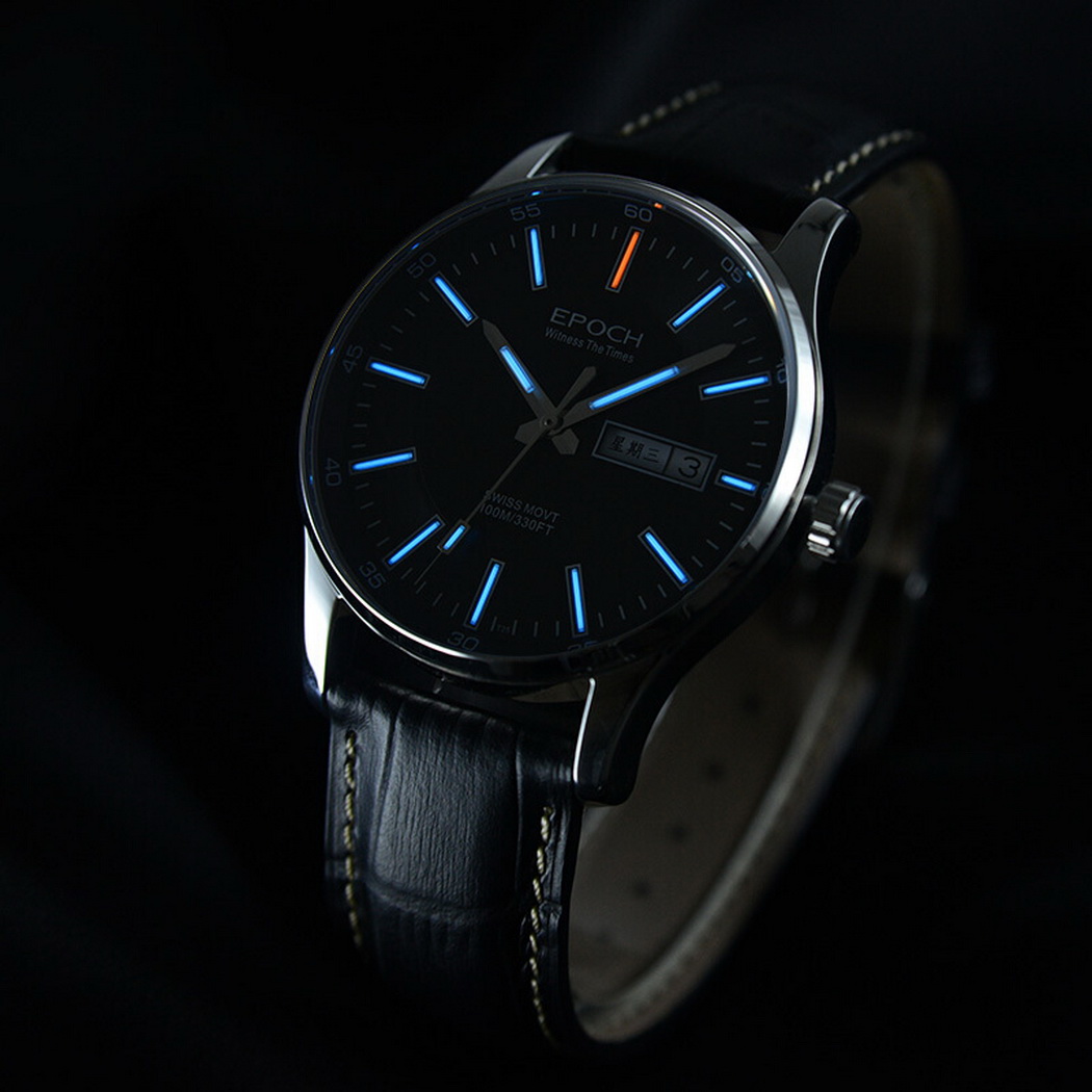 EPOCH mens watches T25 tritium watch for men quartz wristwatches dual ...
